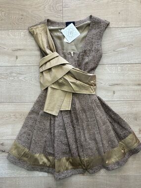 NWT Lorick Sleeveless Beige Pleated Silk Dress Blair Waldorf Gossip Girl